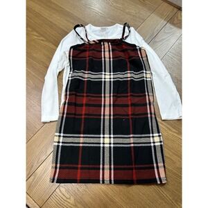 PatPat Girls Plaid Dress Set with Long Sleeve Top‎ - Size 7-8 Years